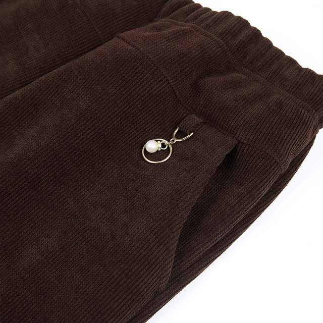 Mother's cotton pants women's autumn and winter outer wear plus velvet thickened corduroy middle-aged and elderly grandmother's pants to keep small people warm