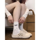 Popular retro white thick-soled half-flop Birkenstock shoes for women 2025 new autumn with skirts versatile soft-soled toe-toe shoes