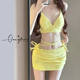 Skirt -style Bikini Swimsuit Female Three -piece Set 2024 New Yellow Hanging Near White Sexy Beach Resort Swimsuit

