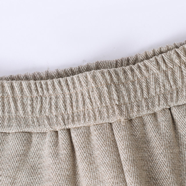 Mom's autumn and winter style wide-leg woolen straight pants for middle-aged and elderly women winter elastic waist casual pants plus velvet trousers