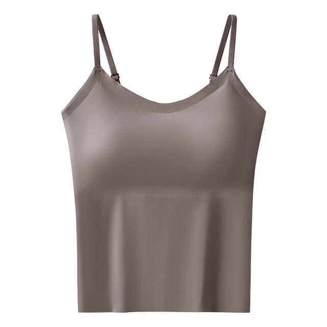 Camisole with breast pads for women 2025 spring and summer beautiful back underwear ice silk all-in-one seamless bottoming top bra