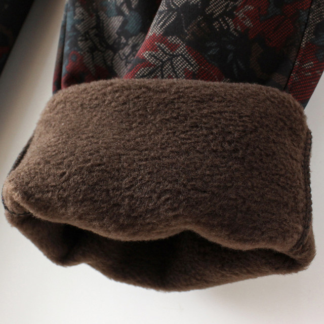 Middle-aged and elderly autumn loose large size mother's pants high waist autumn and winter grandma flower pants for outer wear elastic plus velvet