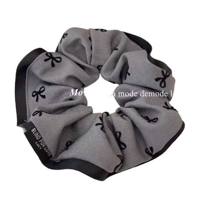 Hair circle large intestine Korean style high-end flocking bow female temperament bun hair rope high elastic head rope rubber band