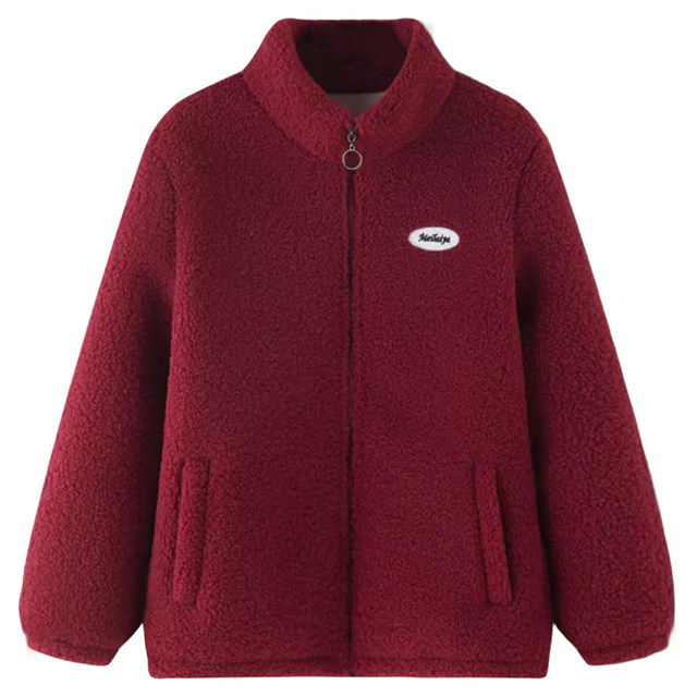 Mother's lamb wool coat winter middle-aged and elderly velvet thickened cotton coat female grandma autumn and winter polar fleece warm cotton coat