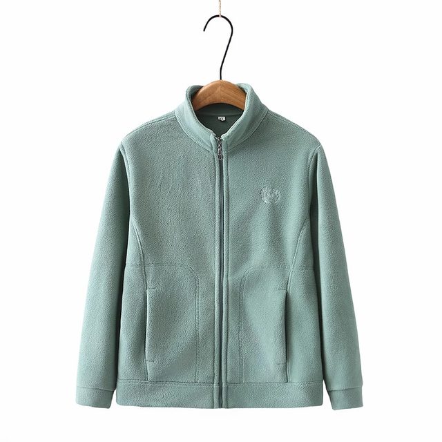 Mom's autumn and winter polar fleece jacket for women, simple casual double-sided velvet jacket, fleece jacket, jacket with stylish lining