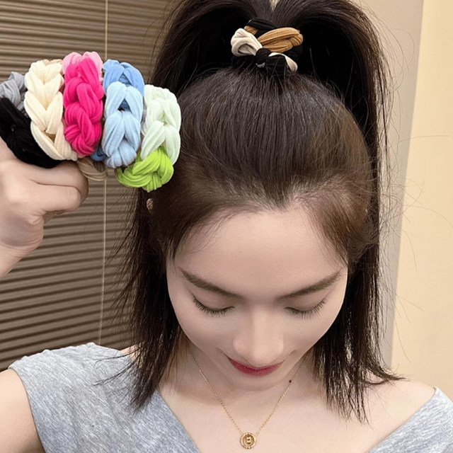 Bold high elastic woven bow hair ring wild horsetta hair rope rubber band female tie ball head rope headwear
