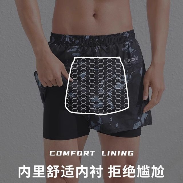 Men's swimming trunks to prevent embarrassment 2025 new flat angle large size swimming trunks professional hot spring swimsuit full set of swimming equipment