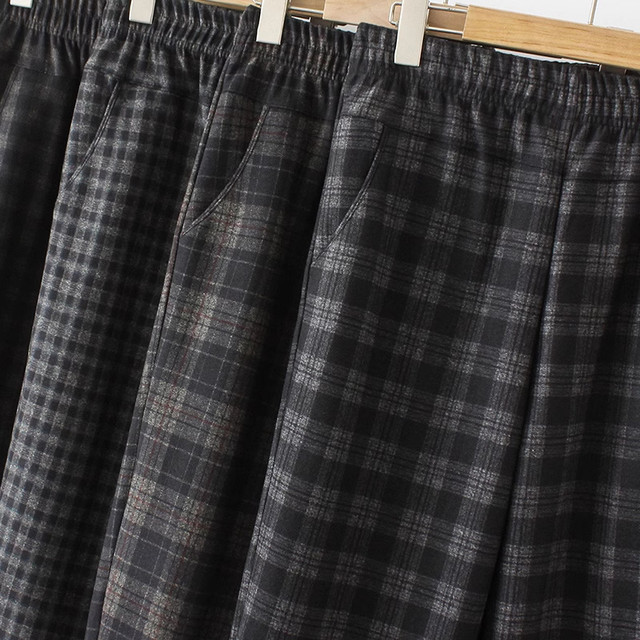 Mom pants Spring and Autumn New Plaid Pants Middle-aged and Elderly Women's Pants Casual High Waist Grandma Old Lady Straight Pants
