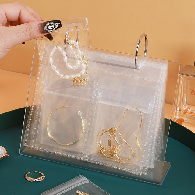 Anti -oxidized jewelry box earrings earrings necklace hand decorative box earrings ring transparent storage bag sealed and portable
