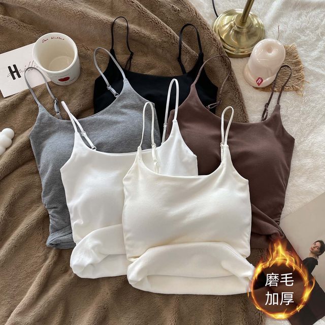 Wan can be used as a base! Pure sling vest for women with inner wear with breast pads in autumn and winter new thickened tops for wear outside