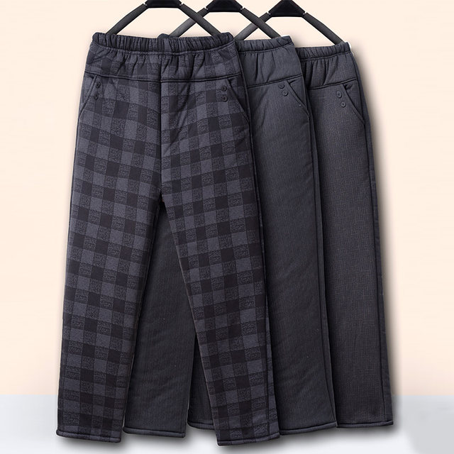 Middle-aged and elderly women's cotton pants for mothers, winter pants with velvet and thickening for outer wear, old ladies and grandma's warm pants with cotton padding