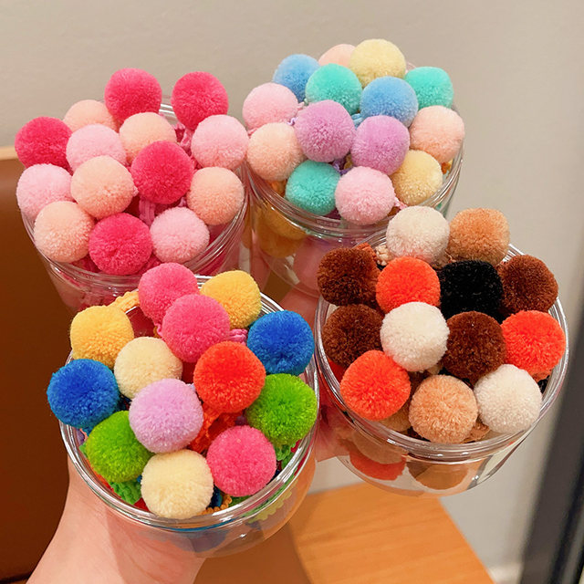 Girls colorful hair ball hair rope baby rubber band kindergarten girls cute hair tie hair does not hurt the hair