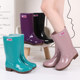 Rain boots for women, high-top non-slip water shoes, women's waterproof shoes, medium-top rain boots, women's adult kitchen cotton warm rubber shoes