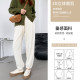 Bid -footed pants female autumn and winter large size loose fat mm plus velvet thickened light core down black Snow Shipper and draws rope pants
