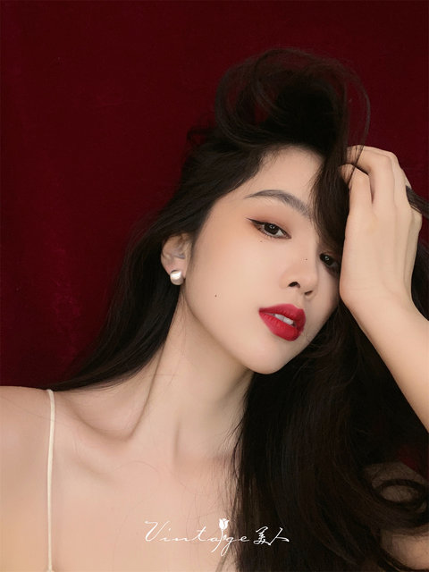 France chic French minimalist versatile high-end brushed matte metal earrings/ear clips for women
