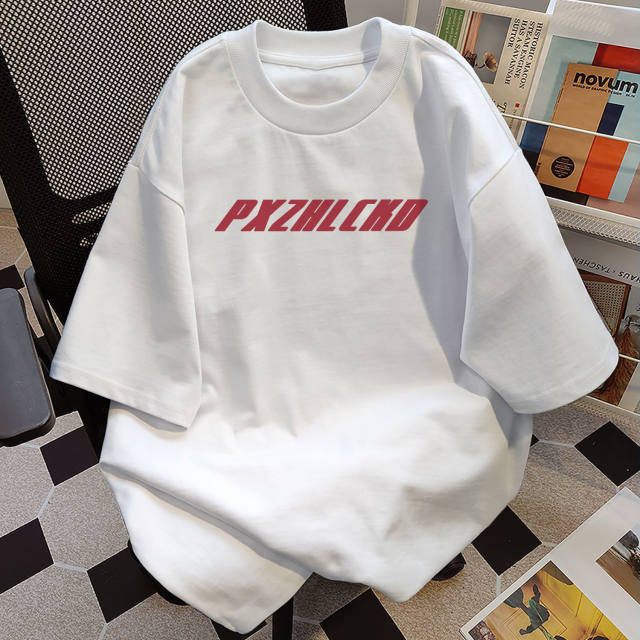 American round neck short-sleeved T-shirt extra large size summer new white and gray design niche loose versatile top for women
