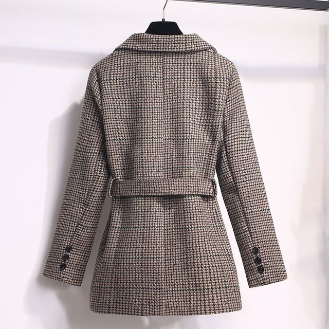 2021 Autumn and Winter Checkered Women's Suit Jacket Korean