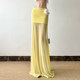 HEYOUNGIRL Seaside atmosphere mesh slit yellow skirt vacation style versatile sexy hip-covered long skirt
