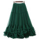 Mesh large skirt for women 2024 autumn and winter retro splicing dance skirt elastic waist fairy skirt fluffy skirt