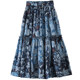 Sweet and elegant 2023 summer new style wood earrings big hem skirt printed mid-length retro beach vacation skirt