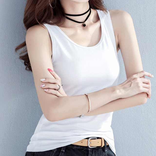 Pure cotton camisole women's summer outer wear thin simple slim fit inner wear trendy solid color bottoming shirt sleeveless top