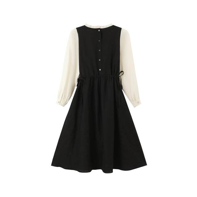 bbfer Ben Yifanqiu long-sleeved dress for women long skirt pure cotton A-line high-waist skirt high-end STSLQ0338
