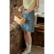 
Solighter French retro high waist printed denim skirt summer 2025 new A-line skirt straight skirt
