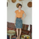 
Solighter French retro high waist printed denim skirt summer 2025 new A-line skirt straight skirt