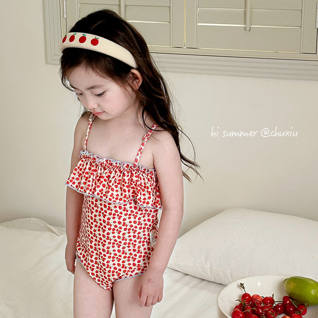 New children's swimsuit girls connecting swimsuit Small and young children cute bikini split swimsuit
