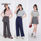 Sanfu short-sleeved women's 2025 new summer embroidered round neck T-shirt striped casual simple top women's clothing 495817
