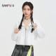 Sanfu white sweatshirt coat for women 2025 spring fashion flower bud hooded cardigan top for women 498344

