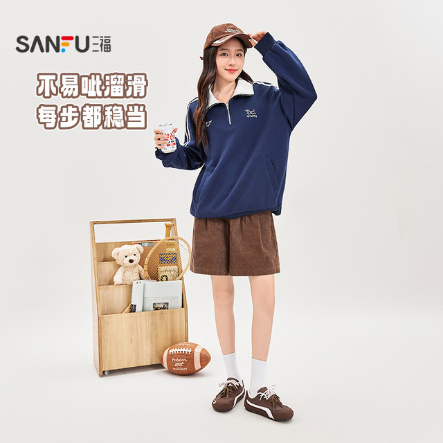 Sanfu low-top shoes for women in winter new fashion casual and versatile embroidered round-toe racing shoes, moral training shoes 844095