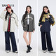Sanfu sweater jacket 2025 spring standing stand -up collar American sports wind cardigan casual loose top women's 495833
