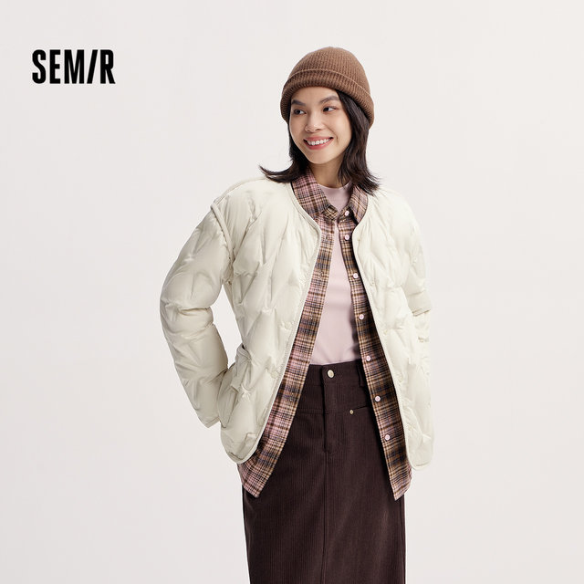 [Same style in shopping malls] Semir down jacket women's thin round neck with loose inner 2024 winter new waterproof and windproof jacket