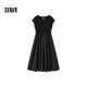 Senma dress female round collar long skirt temperament fashion 2024 summer new versatile stitching skirt elegant
