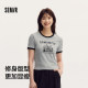 Semir Popeye's joint short-sleeved T-shirt for women's short contrasting color cool summer slim printed top retro style
