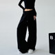 Black hoodies for women 2025 spring and autumn ties hipphop work clothes wide-leg casual pants straight loose American sports pants