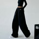Black hoodies for women 2025 spring and autumn ties hipphop work clothes wide-leg casual pants straight loose American sports pants