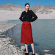 Wandian 2025 spring new black long-sleeved shirt Ruili style H-shaped lace-up bow 1241S03XJ1