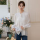 Bow tied top French retro black ears apricot lace collar shirt small