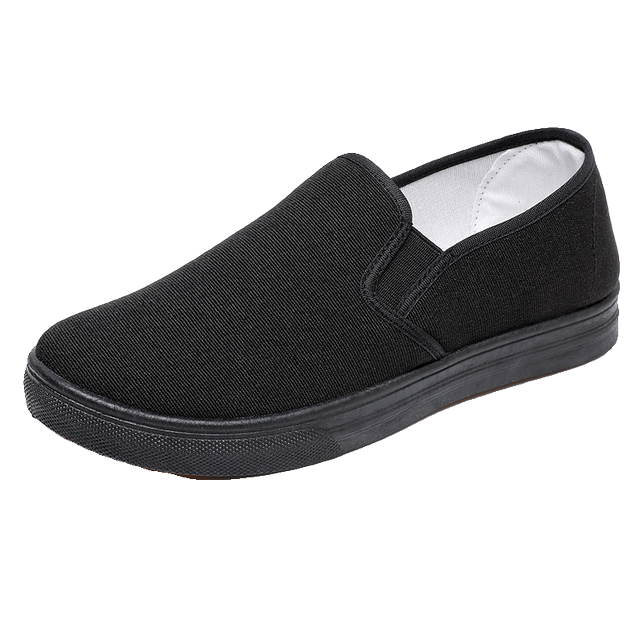 Old Beijing cloth shoes, soft-soled, breathable, men's and women's low-top shoes, non-slip black work shoes, slip-on lazy canvas shoes for women