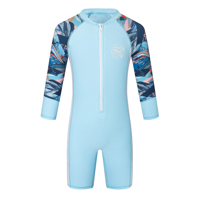 AXESEA Children's One-piece Swimming Suit Boys and Girls Surfing Jellyfish Suit Sunscreen Long Sleeve Swimming Training Swimming Suit