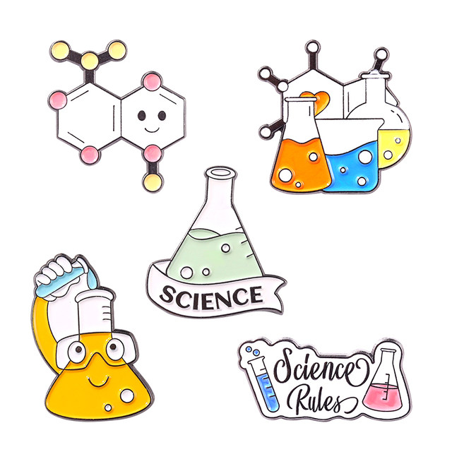 Gift chemistry elements brooch cartoon metal badge student couple bag accessories pin badge clothes medal