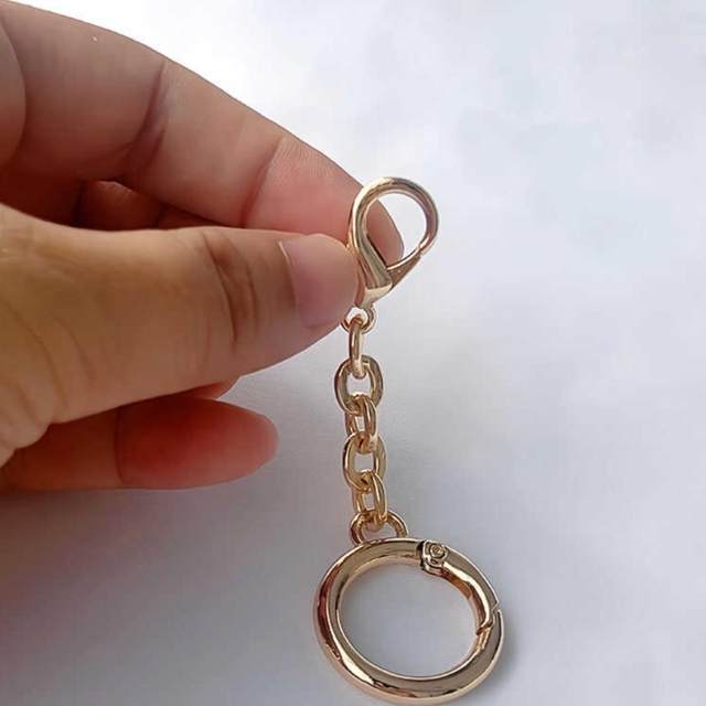 DIY short chain double buckle electroplated lobster clasp upper and lower opening metal jewelry bag pendant accessories hair ball pendant buckle