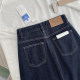 Classic bull version! Covering the hips and making you look slim~ Not picky about people, wide pockets/bright lines, spring and summer medium-length denim skirt for women