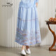 Igyjia 2024 Summer new wild ladies national style printed fold medium long skirt female EnxQ001
