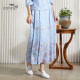 Igyjia 2024 Summer new wild ladies national style printed fold medium long skirt female EnxQ001
