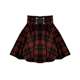 Black and white plaid wool skirt autumn and winter new lace-up zipper skirt versatile anti-exposure A-line pleated skirt for women
