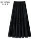 Black lace puffy skirt for women 2025 new autumn high-waisted a-line cake skirt slimming big hem mid-length skirt