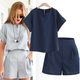 Summer fashion hot selling new European and American style plus fat plus size women's fat MM short-sleeved top shorts two-piece set